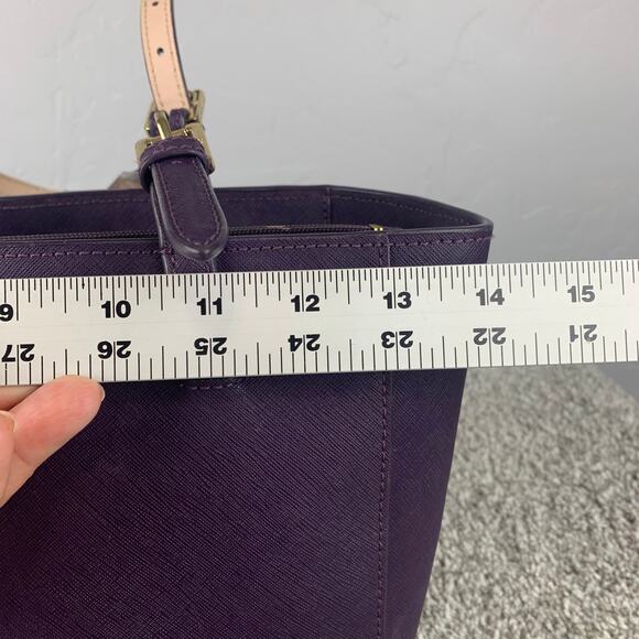 Tory Burch Leather York Buckle Tote Women's Purple Luxury Gold Tone Hardware - Picture 9 of 11
